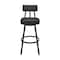 Armen Living Jinab Swivel Counter Stool in Black Metal with Black Faux Leather 840254335202 - alternate 6